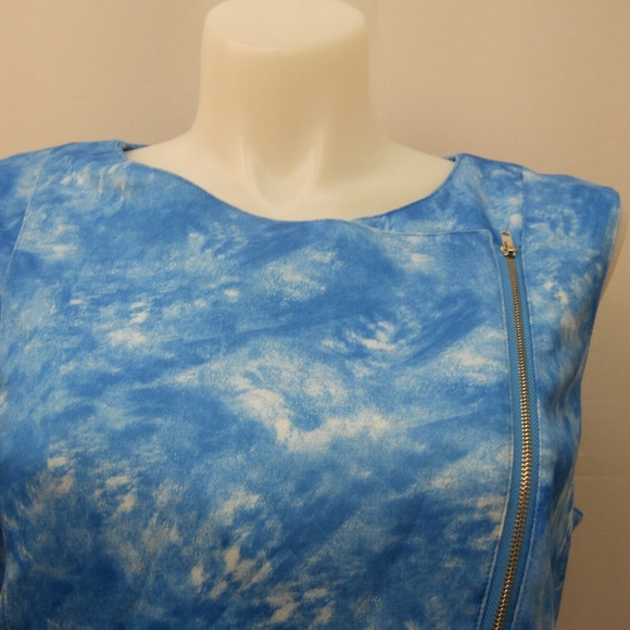 ModaMix Moto Scuba Dress Asymmetrical Blue Wash - Picture 4 of 7